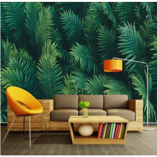 Custom Green Leaves Mural Wallpaper 3D Stereo Forests Fresco for Living Room Study Restaurant Backdrop Wall Painting Decor