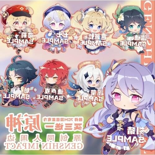 New Game Anime Genshin Impact Keqing Venti Paimon Klee Keychain Acrylic Keyring Cosplay Bag Pendant Toy Gift