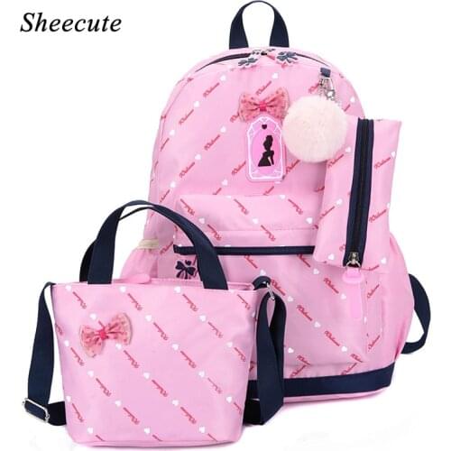 New School Bag Girl Backpack for Kids Shoulder Bag Ladies Backpack Three-piece Print Casual Female Bag Student School Backpack