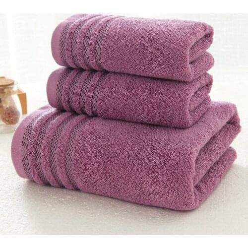 New Style Striped Cotton Towel Bath Towel Solid Color Thickened Bathroom Towel Set Soft and Comfortable Unisex Towel