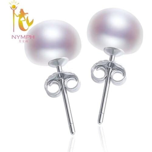 [NYMPH] Sterling Silver Jewelry Pearl Earrings Natural Fresh water Pearl Stud Earrings Wedding Party Gift Women Girl [E25301]