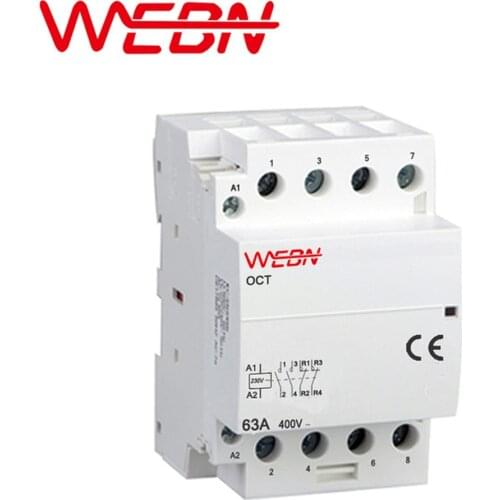 OCT-25 Series 4P 40A/63A Automatical AC Household Contactor 220V/230V 50/60Hz Contact 2NO/1NO+1NC/2NC Din Rail Contactor