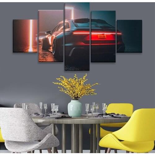 5 Pieces Audi RS6 Super Car Canvas Poster Print Painting Home Decor Wall Art Prints For Living Room Decoration