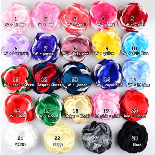 Girls Hair Satin Flower 10pcs/lot 3.15 Inch 24 Colors Shabby Rose Fabric 6 layers For Girls Headband Accessories TH12