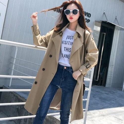 Slim Personality Long Sleeve Turn-down Collar Windbreaker Wild Trend Simple 2019 Autumn Fashion Double-breasted Trench Coat f210