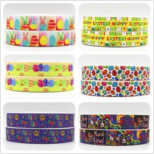 Q&N OEM ribbon 7/8inch 22mm OEM Easter Day printed grosgrain ribbon 50yds/roll free shipping for headband