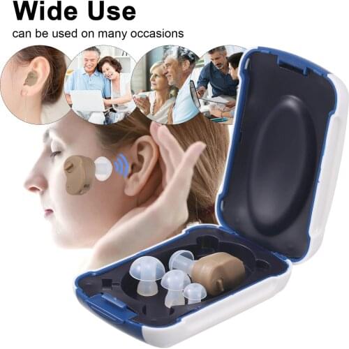 Hearing Aid for The Elderly Audifonos & Storage Case Portable Sound Amplifier Battery Powered In Ear Hearing Enhancement Device