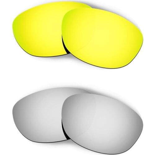 HKUCO For Fives 2.0 Sunglasses Replacement Polarized Lenses 2 Pairs - Gold & Silver