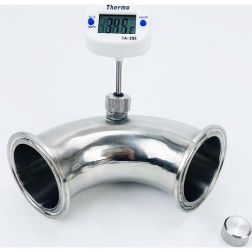 2"(51mm)OD64mm 90 degree Pipe Bend With Thermowell Nipple , Tri-clamp Connection Elbow Pipe Fitting,SS304