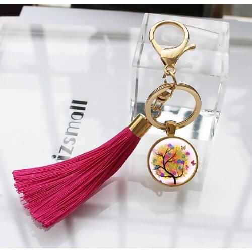 The tree of life Women Bag Tassel Keychain Women pendant Art Tree Car Key chain charm Women Pendant Fringe Key Ring Art 04