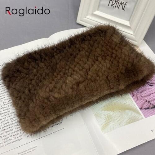 Natural Mink Fur Neck Warmer Elastic Women Winter Warm Headband Female Genuine Mink Fur Ring Scarf