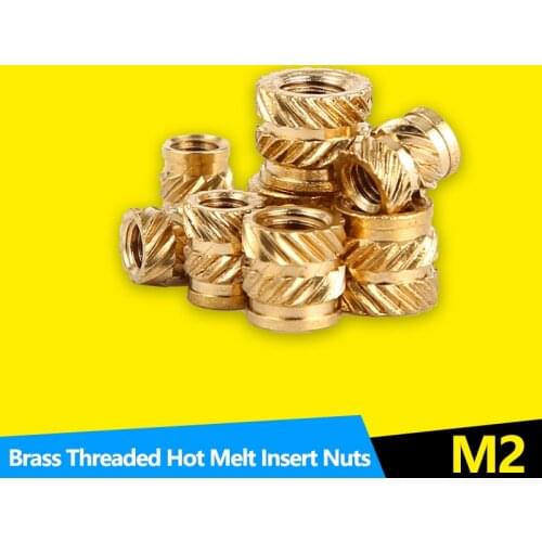Insert Nuts Embed Parts Female Thread Brass Knurled Heat Set Inserts Nut Pressed Fit into Holes for 3D Printing M2 100Pcs