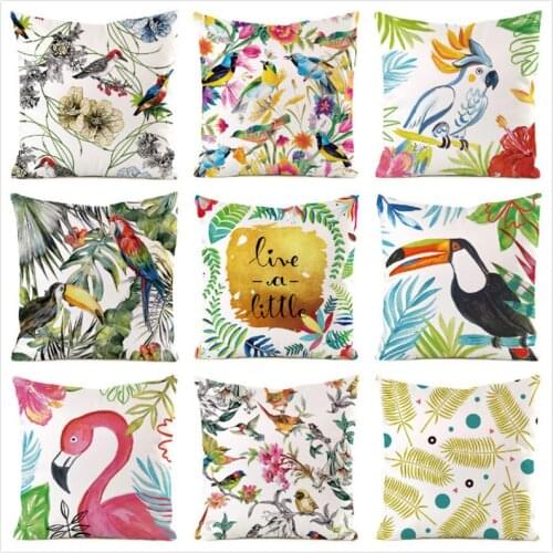 45cm*45cm **Watercolor Garden** Inimitated Silk Fabric Throw Pillow Covers Couch Cushion Cover Home Decorative Pillows