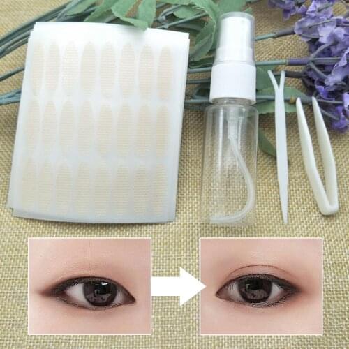5 Sheet/240 Pcs Invisible Double Eyelid Tape Lace Transparent Self-Adhesive Double Eye Tape Tools With Tweezers Spray Bottle