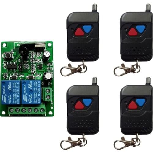 DC12V 24V 2 CH Wireless 2CH RF Transmitter Remote Control Switch+RF Relay Receiver For Light Garage Door Opener 315 MHZ/433 MHZ