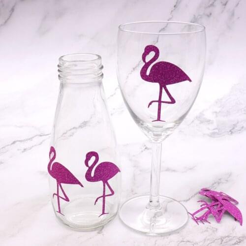 12pc Flamingo Glitter Sticker Hawaii Party Decoration Flamingo DIY Bottle Sticker Birthday/Bachelorette/Wedding Party Decoration