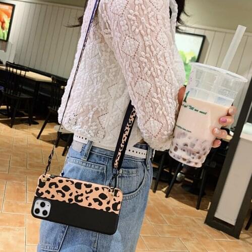 Colorful leopard print case for Samsung Galaxy note10 20 S8 S9 S10 S20 plus ultra long strap crossbody soft TPU phone case cover