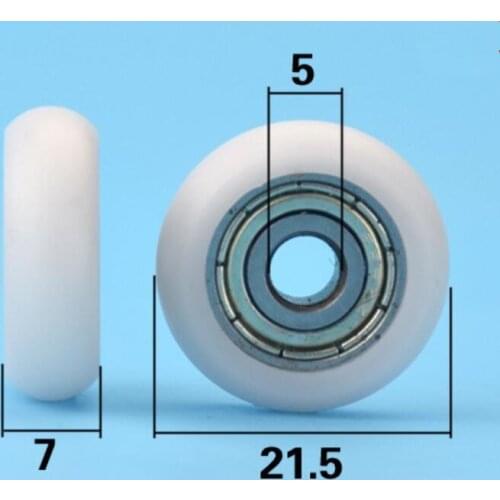 DuoWeiSi 5*21.5*7mm Nylon plastic rubberized pulley bearing sculpture 3D printer spherical arc ball bearing 53kg Inside 5mm