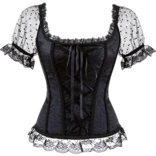Palace Fashion Lace Sexy One-Shoulder Ladies Overbust Corset Top Plus Size S-6XL