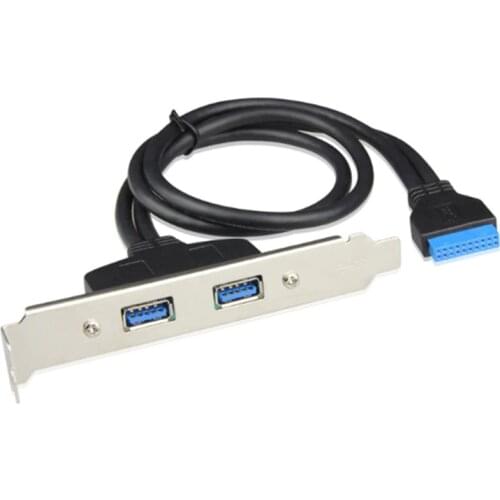50cm Dual Port PCI Bracket Panel USB Cable 3.0 to Motherboard Mainboard 20 Pin Header Adapter Rear 20-Pins to 2 X USB A Female