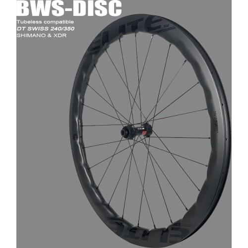 ELITEWHEELS BWS Road Disc Carbon Wheels DT 350 Center Lock/6 Bolt Lock Hub 24-24H New 50mm Depth Wheelset For Cyclocross Cycling
