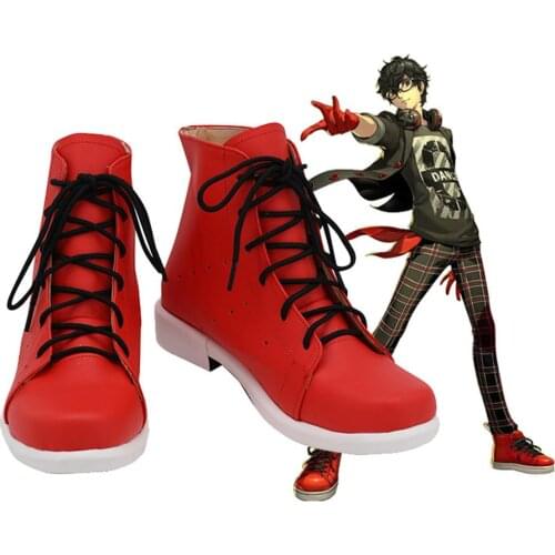 Game Persona 5 Ren Amamiya Red Cosplay Boots P5 Akira Kurusu Cosplay Shoes Boots L320
