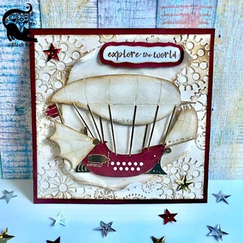 New Steampunk Air Pirate Ship Cutting Dies Airship Metal Stencil For DIY Scrapbooking Card Craft