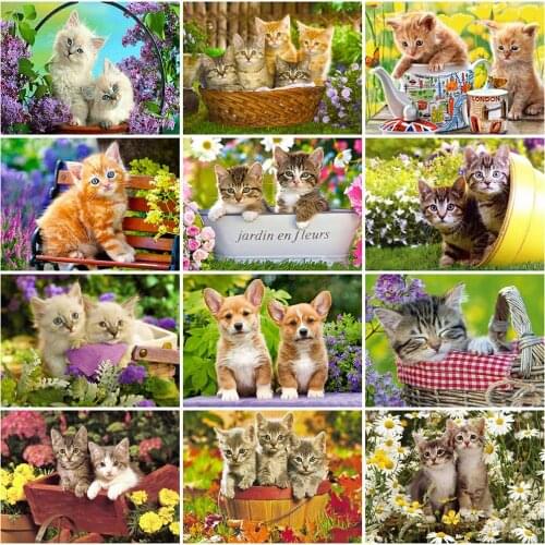 MomoArt 5D DIY Diamond Painting Cat Rhinestone Art Full Square Diamond Embroidery Dog Animal Cross Stitch Flower Home Decoration