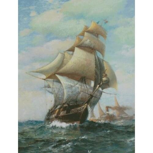 Sea scenery Sails and Steam Needlework Crafts 14CT Unprinted Embroidery Quality Counted Cross Stitch Kits DIY Oil Painting Art