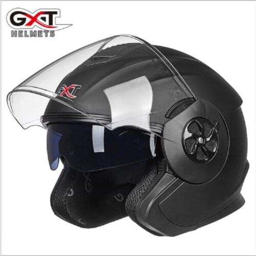 Double lenses GXT motorcycle helmet , Winter MOTO electric bicycle safety motorbike open face accessories headpiece