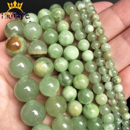 Natural Stone Flower Green Lace Jades Beads Round Loose Beads For Jewelry Making DIY Bracelets Necklace 15'Strand 4/6/8/10/12mm