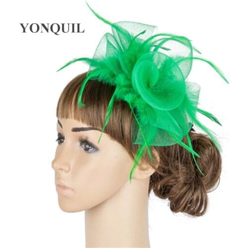 Fancy Color Crinoline Fascinator Headwear Colorful Mesh Feather Wedding Race Show Hair Accessories Millinery Cocktail Hat MYQ053