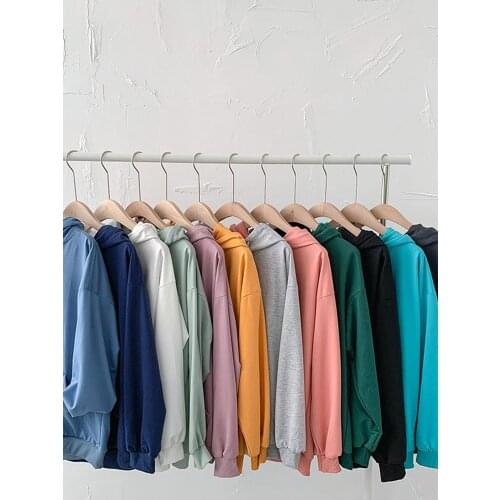 Solid Color Zipper Hoodies Women Sweatshirts Oversized 2020 New Spring Autumn Korean Style Long Sleeve Loose Jackets