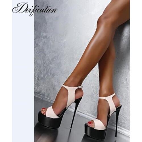Deification Sexy Ultra High Heels Fashion Ankle Strap Party Wedding Shoes Gladiator High Platform Sandals Sandalias Mujer 2018