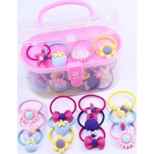 40Pcs/Lot Girls Hair Accessories Gift Box Elastic Hair Bands Flower Hair Clip Bows New Headband Hairband Cute Hairbands for Kids