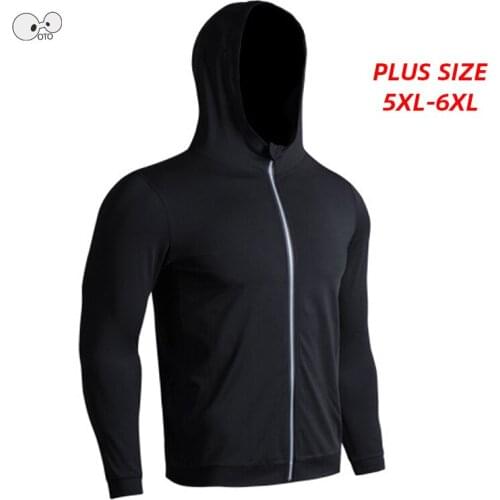 Plus Size 5XL 6XL Men Spring Running Sweatshirt Sportswear Hoodies Zipper Cardigan Jacket Quick Dry Male Hooded Sports Clothing