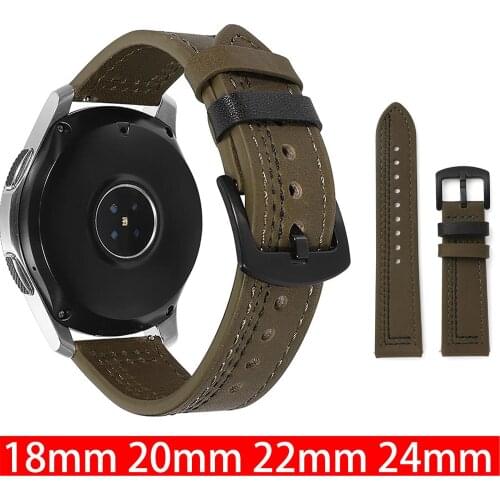 18 20 22 24mm Watch Band Genuine Leather Strap for Samsung Watch 3 41mm 45mm Galaxy Watch 42mm 46mm for Huawei Watch GT/GT2 46mm