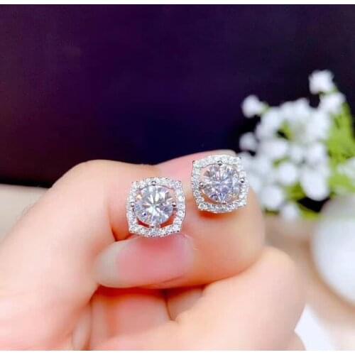 Romantic Moissanite Stud Earring 100% Real 925 sterling silver Jewelry Engagement Wedding Earrings for Women Bridal Bijou
