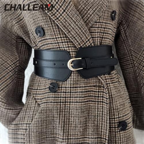 Luxury ladies wide belt elastic vintage buckle leather wide fashion wild pin buckle womens belt waist seal belt x208