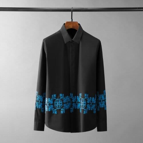 Minglu Cotton Man Shirts High Quality Long Sleeve Snowflake Embroidery Casual Mens Dress Shirts Fashion Slim Fit Male Shirts 4XL
