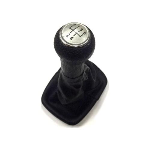 Gear Knob & Shift Boot (Silver 5 Speed Pattern No Frame) For VW Volkswagen Golf Jetta Bora MK4