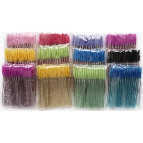 50pcs/Bag Eyelash Brush Crystal Mascara Wands Applicator Cosmetic Eyelash Brush Diamond Eyelashes brushes Make Up Tools