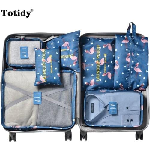 7PCS/Set Clothes Storage Bag Folding Closet Organizer For Tidy Wardrobe Suitcase Pouch Packing Cube Set Travel Storage Box Shoes