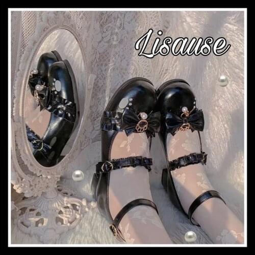 Summer princess sweet lolita shoes cute student daily bowknot leather shoes round head thick heel women shoes cosplay loli
