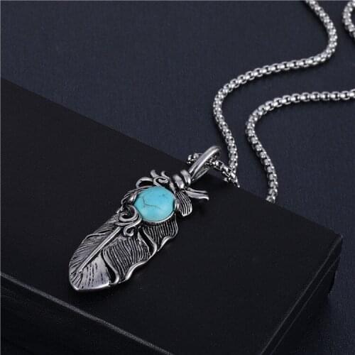 Yungqi Vintage Leaf Necklace Mens Skull Ghost Feather Pendant Necklaces For Men Women Beach Boho Fashion Necklaces Collier
