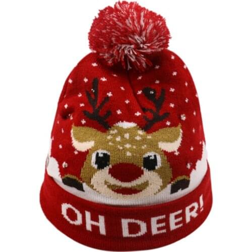 2021 New Year LED Light Christmas Hats Beanie Sweater Knitted Christmas Light Up Knitted Hat For Kid Adult For Christmas Party