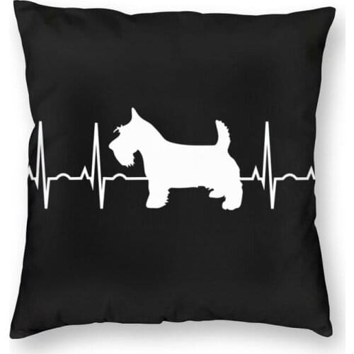 Vibrant Scottish Terrier Dog Heartbeat Square Throw Pillow Cover Home Decor Double-sided Printed Scottie Cushion Cover for Sofa