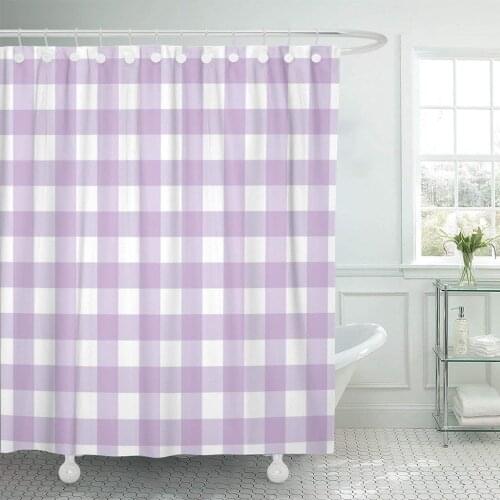 Green Abstract Pastel Purple Plaid Checkered Gingham Pattern Red Shower Curtain Waterproof Polyester Fabric 60 x 72 Inches Set