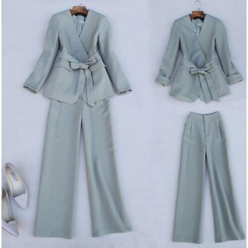 Womens spring suit, new style, lace-up suit, wide-leg pants, fashion suit, pants suits elegant woman, trousers 2piece set women