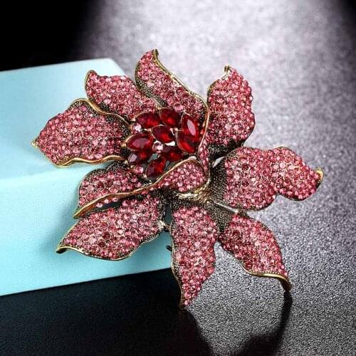 Zlxgirl big Size Women rhinestone flower pin brooches scarf pins gifts perfect women wedding bridal pin brooches jewelry broche